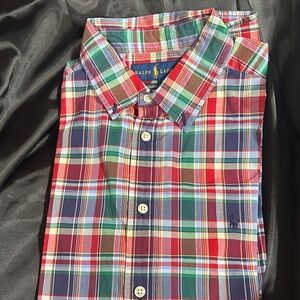 Ralph Lauren Kids Red and Green Plaid Polo